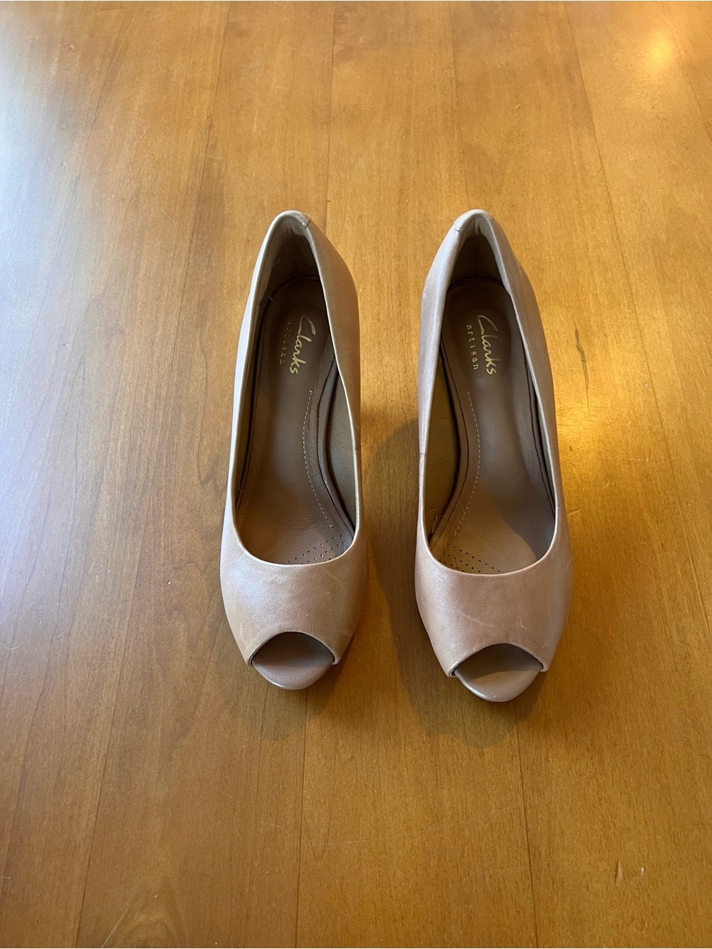 Clarks Nude Open-Toe Pumps